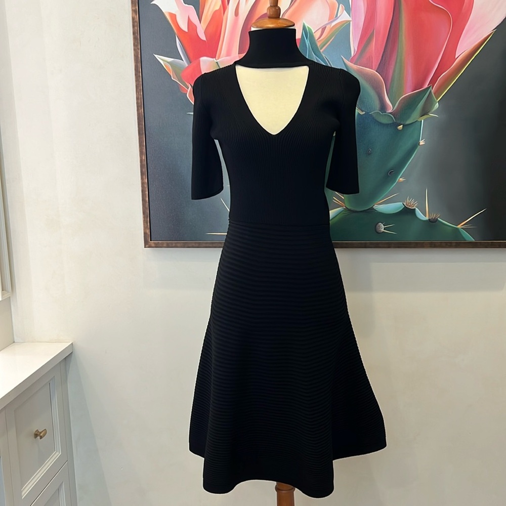 Cushnie ET OCHS Mock-Neck Ribbed A-Line Dress